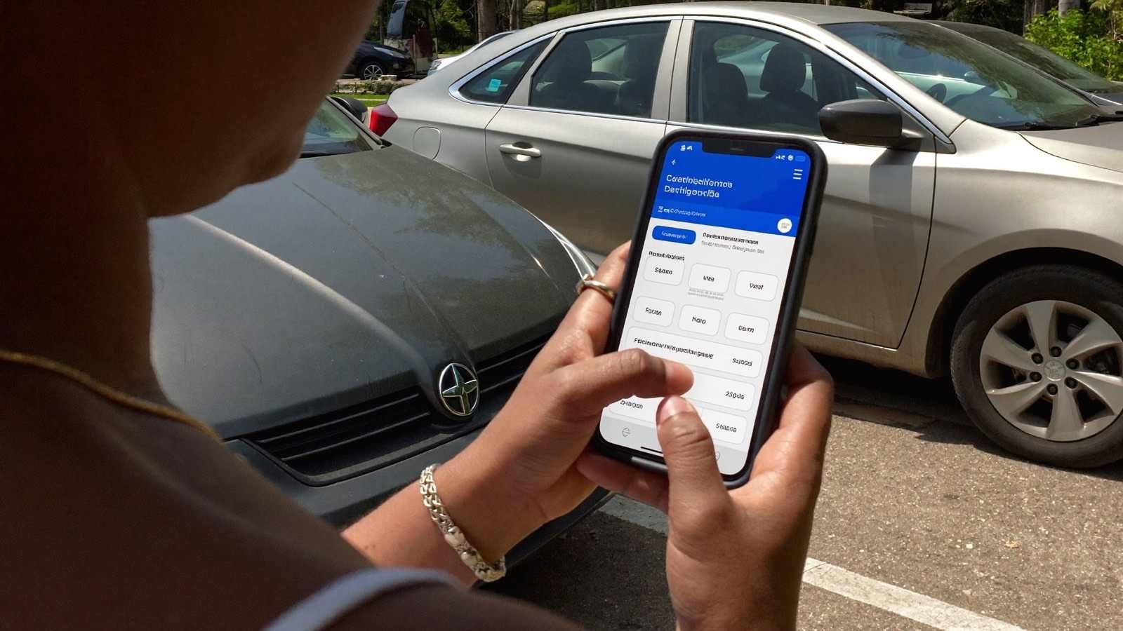 Pessoa consultando aplicativo de assinatura de carro em tablet